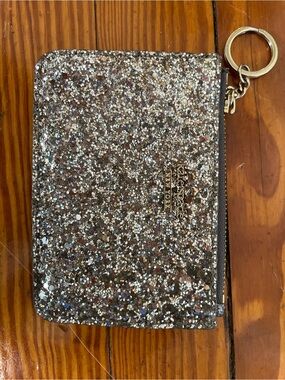 kate spade Glitter Zip Card Case Wallet in Multicolor Silver